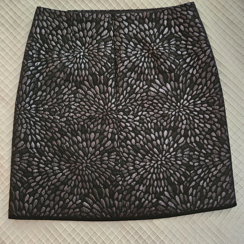 LOFT Petite Black Metallic Patterned Faux Wrap Mini Skirt - Picture 3 of 9